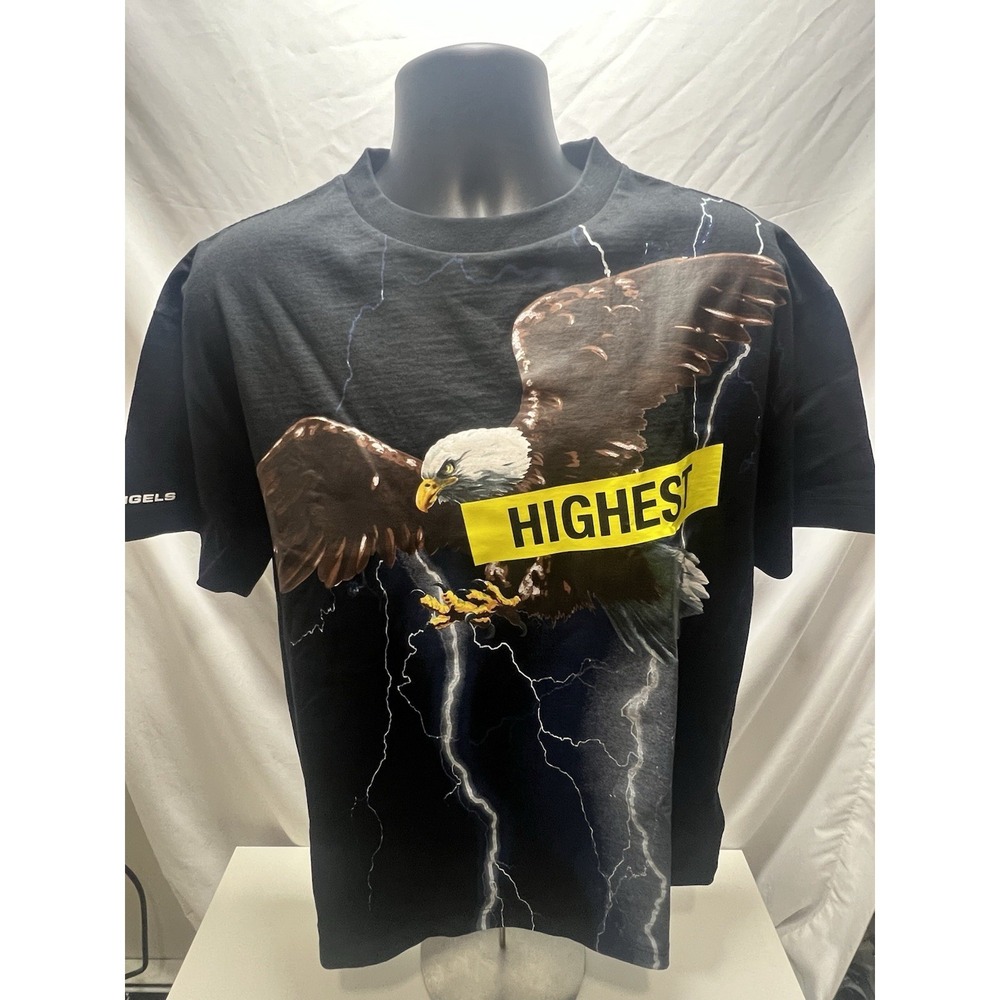 Men's Palm Angels T-Shirt PMAA001S19413031 1088 BLACK Eagle 68249572 Size XL